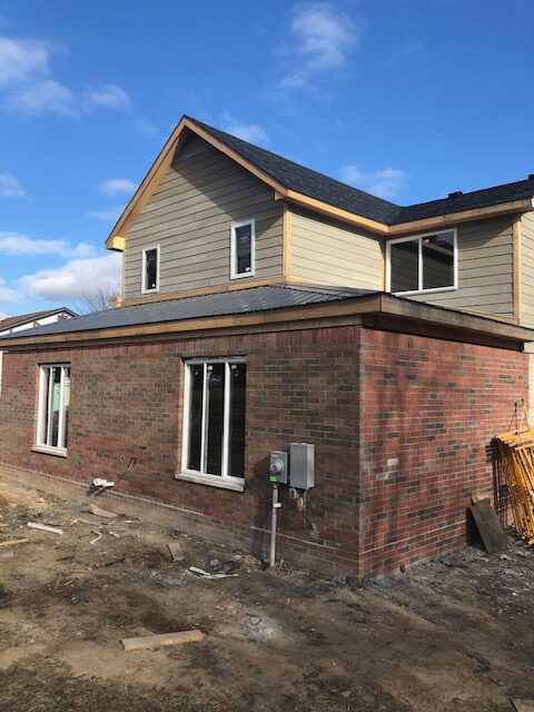 Brick facade around new addition in Bloomfield, Michigan