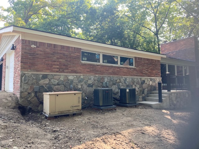 facade stone on back of new addition in bloomfield, michigan